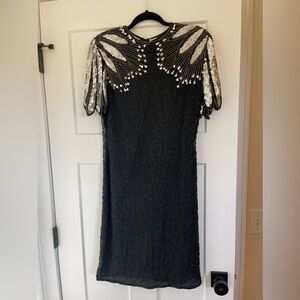 Laurence Kazar Beaded Silk Flapper Dress Size M